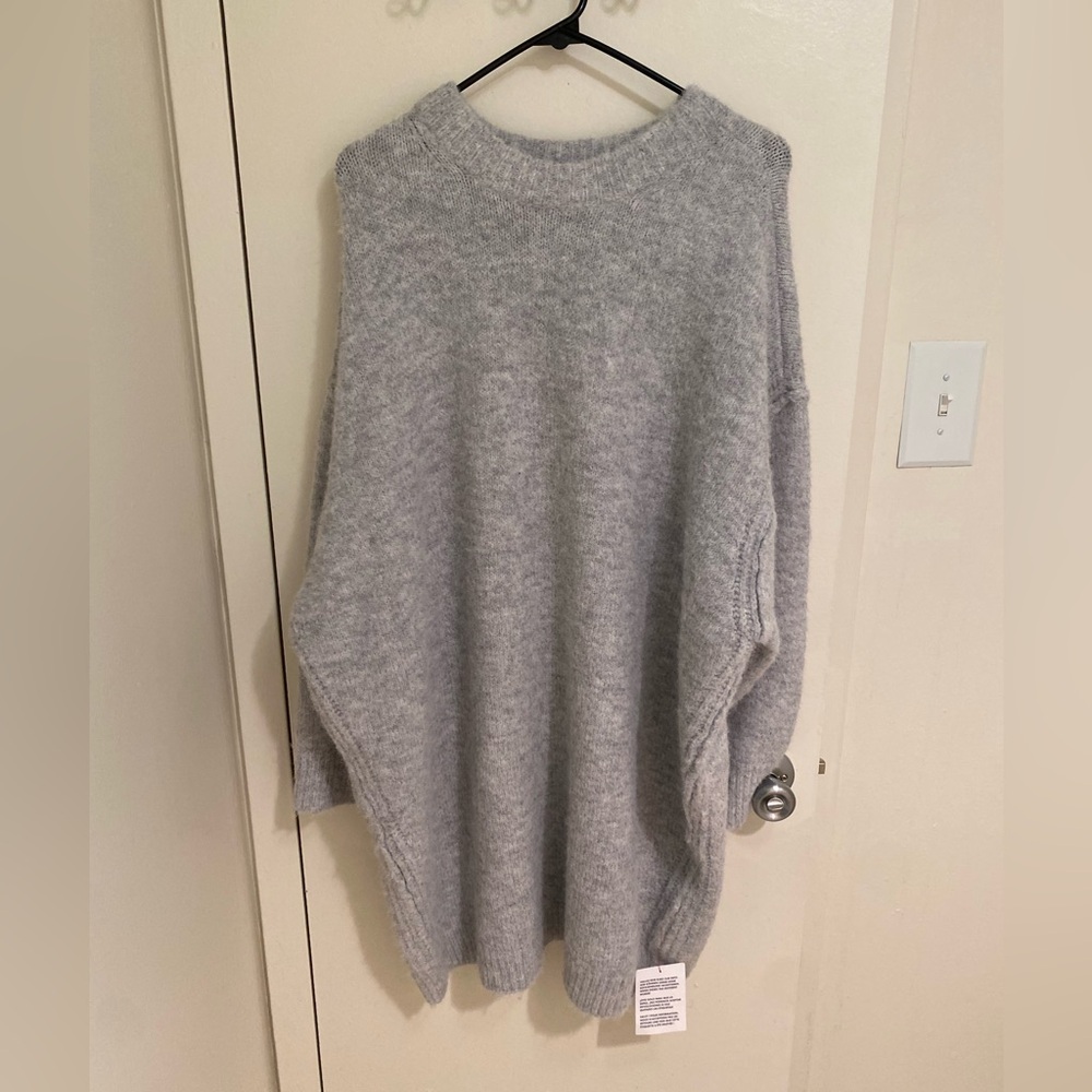 Topshop Soft Gray Crew Neck Sweater Dress